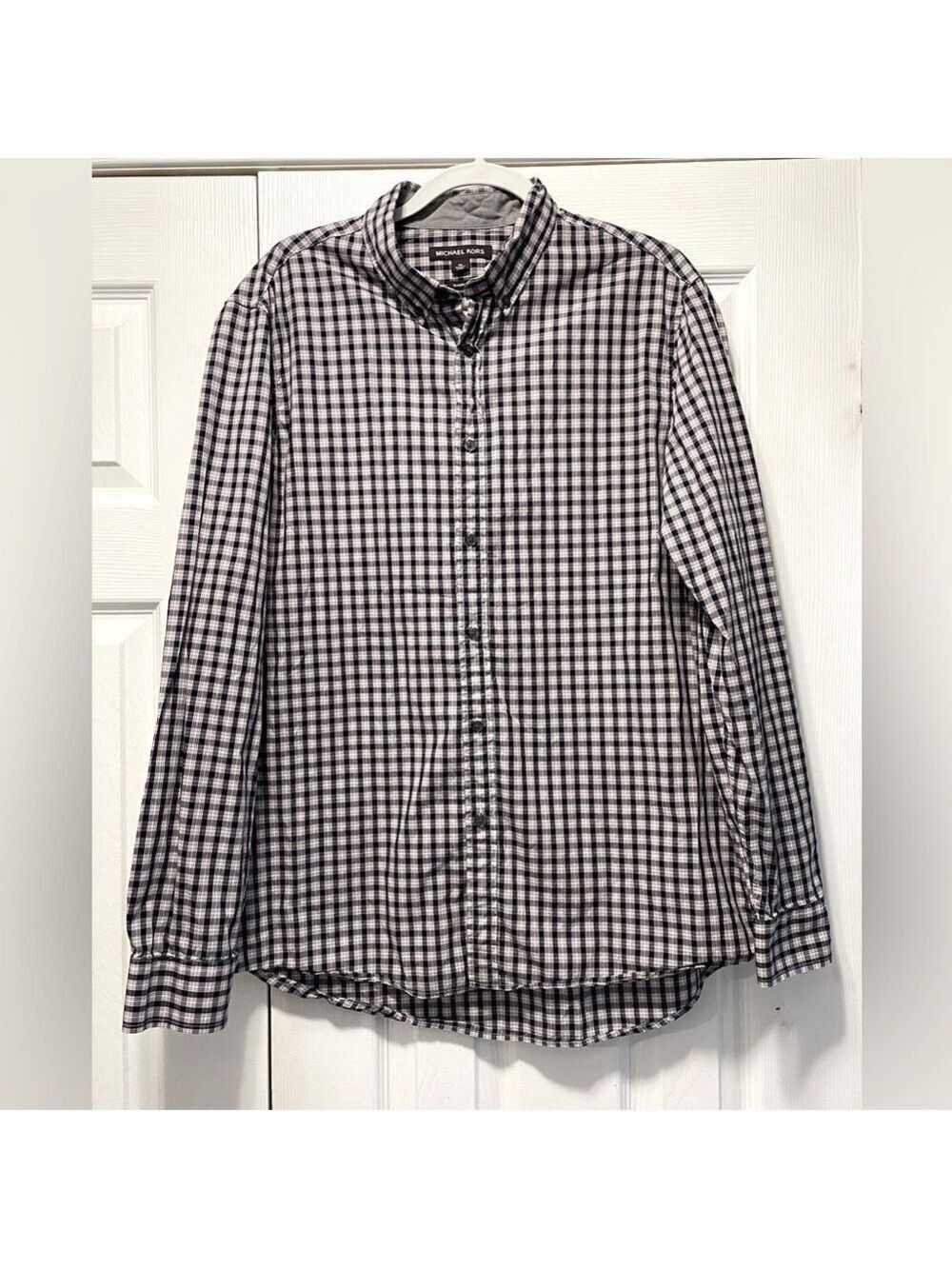 Michael Kors long sleeve button up plaid Classic Fit dress shirt size XL